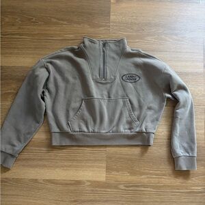 Pacsun Land Rover Women's Brown 1/4 Zip Fleece Cropped Sweatshirt Top M